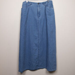 90s Crazy Horse cotton/linen blend chambray maxi skirt-14